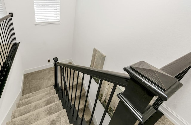 4321 Minnow Cove Rd, Oak Point, TX 75068 - stairway featuring carpet and baseboards