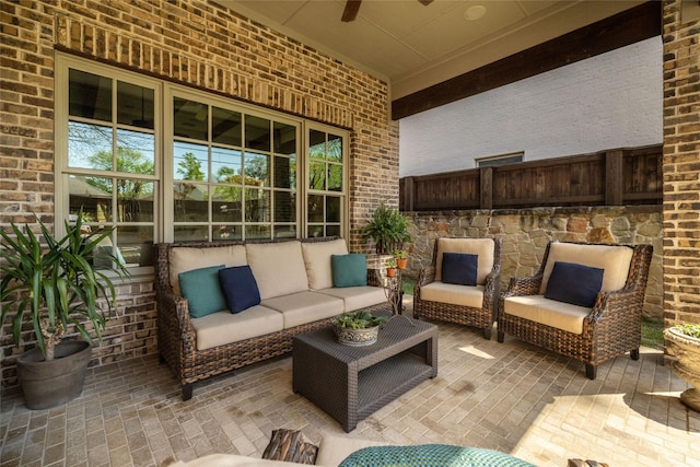 4113 Modlin Ave, Fort Worth, TX 76107 - view of patio with a ceiling fan and an outdoor living space