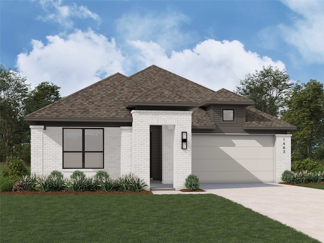 3705 Hickory St, Sherman, TX 75092 - view of front of property with brick siding, an attached garage, a shingled roof, and concrete driveway