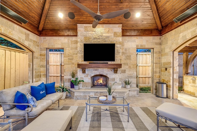 6511 Mimosa Ln, Dallas, TX 75230 - view of patio featuring a gazebo and an outdoor living space with a fireplace
