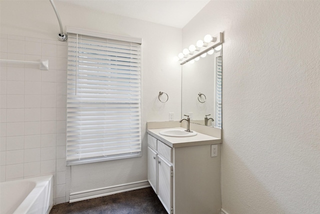 bathroom with shower / bath combination and vanity