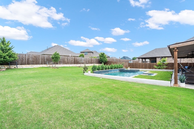 view of yard featuring a fenced backyard and a fenced in pool