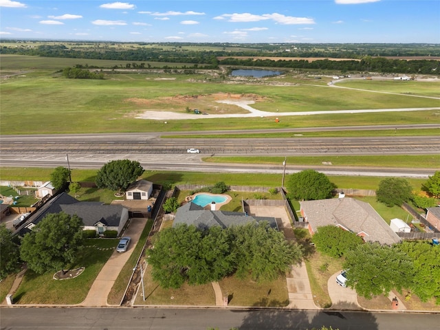 aerial view featuring a residential view and a water view