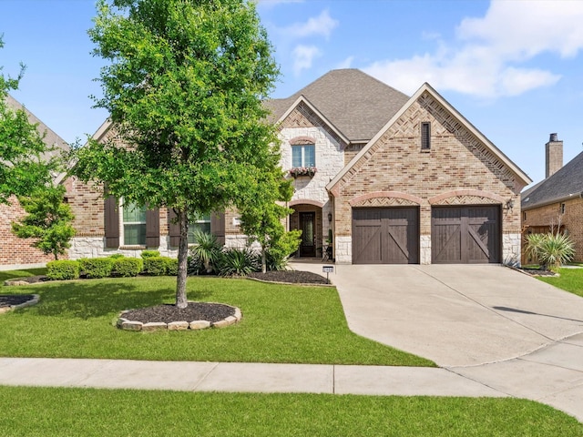 view of exterior entry with stone siding and brick siding