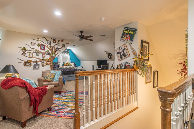 789 Fairmont Dr, Tyler, TX 75701 - interior space featuring recessed lighting, vaulted ceiling, and a ceiling fan