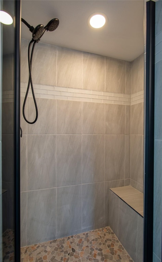 bathroom with a shower stall