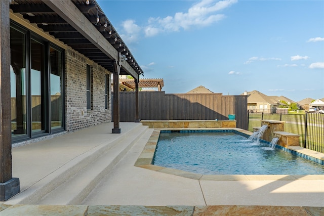 view of pool featuring a patio area, a fenced in pool, and a fenced backyard