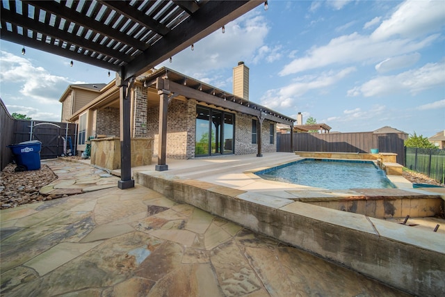 view of swimming pool with a gate, a patio area, a fenced in pool, and a fenced backyard