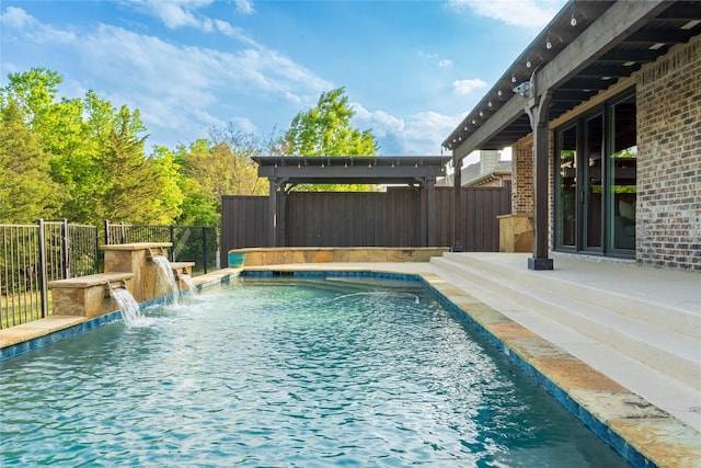 view of pool with fence and a fenced in pool