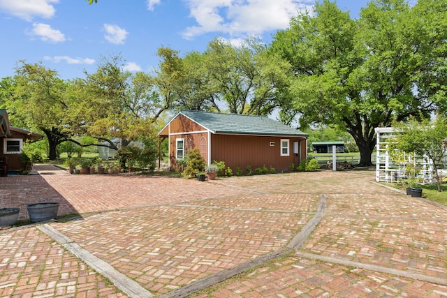 exterior space with an outdoor structure