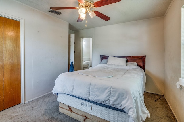 4744 Richard St, Forest Hill, TX 76119 - bedroom with carpet flooring, baseboards, crown molding, and a ceiling fan