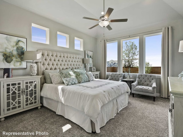 carpeted bedroom with a ceiling fan