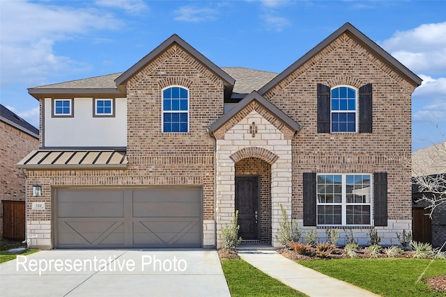 1434 Odette Dr, Arlington, TX 76013 - view of front of house with brick siding, roof with shingles, a garage, and concrete driveway