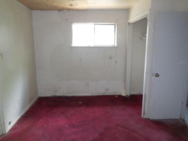unfurnished bedroom featuring carpet and a closet
