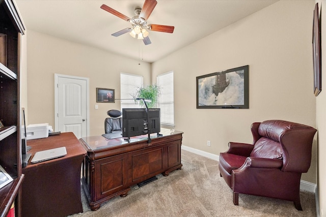 902 Alfred Dr, Wylie, TX 75098 - office with ceiling fan, light colored carpet, and baseboards