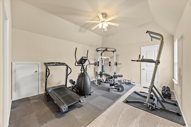 902 Alfred Dr, Wylie, TX 75098 - workout room with ceiling fan and lofted ceiling