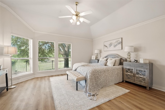 2110 Watercrest Ct, Keller, TX 76248 - bedroom with vaulted ceiling, a ceiling fan, wood finished floors, and baseboards