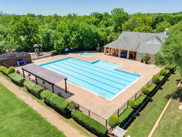 2110 Watercrest Ct, Keller, TX 76248 - community pool featuring fence, a community hot tub, a yard, and a patio