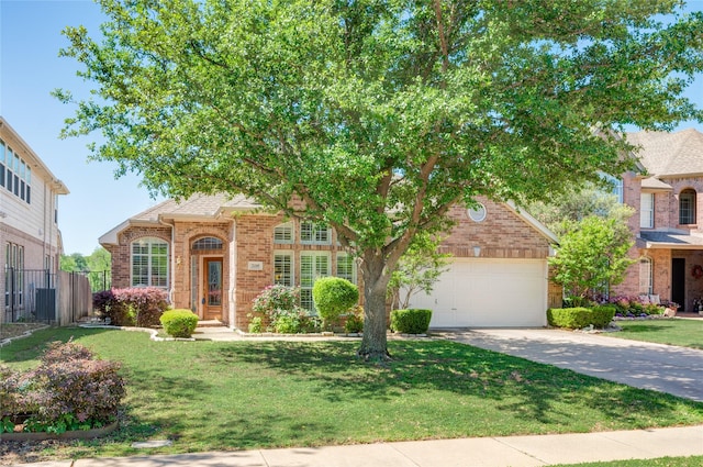 2110 Watercrest Ct, Keller, TX 76248 - obstructed view of property with brick siding, a garage, concrete driveway, and fence