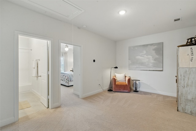 579 Point Vista Dr, Aledo, TX 76008 - living area featuring attic access, carpet, and baseboards
