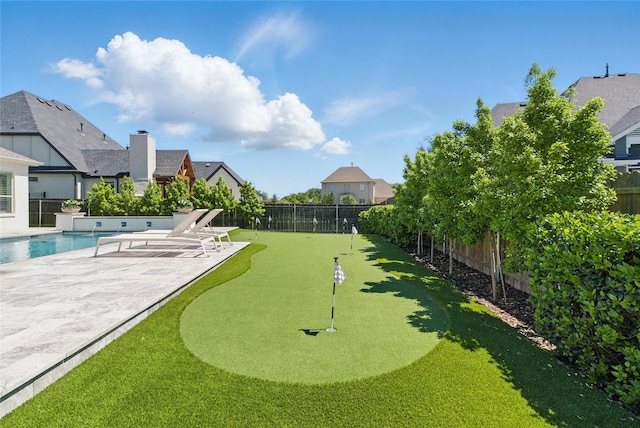 579 Point Vista Dr, Aledo, TX 76008 - surrounding community featuring a putting area, a patio area, a fenced backyard, a pool, and a residential view