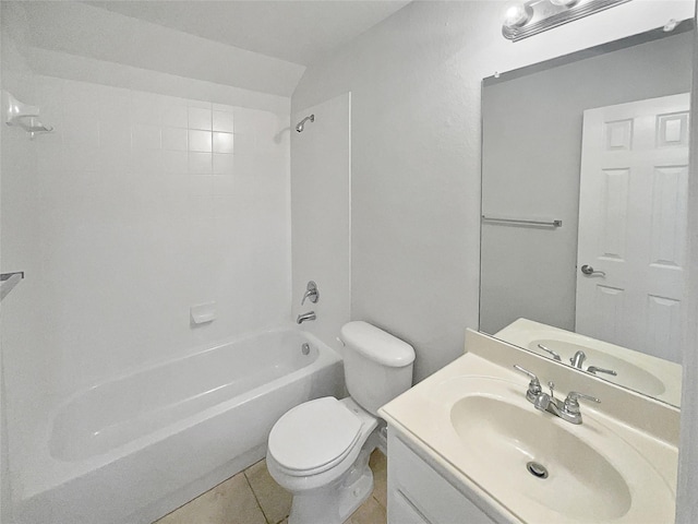 full bathroom featuring tile patterned flooring, toilet, vanity, and shower / bath combination