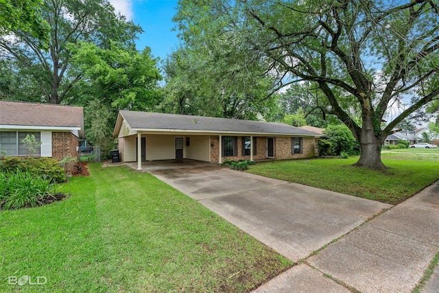 1908 Bey St, Bossier City, LA 71112 - single story home featuring brick siding, concrete driveway, an attached carport, and a front lawn