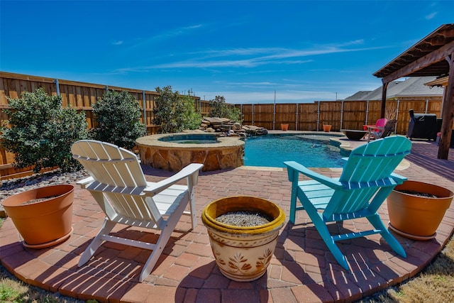 3236 Camden Creek Rd, Krum, TX 76249 - view of pool with a fenced backyard, a patio, and a pool with connected hot tub
