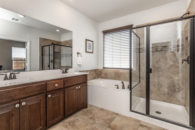 3236 Camden Creek Rd, Krum, TX 76249 - full bath with a stall shower, a bath, and double vanity