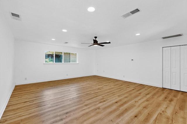 7116 Town Bluff Dr, Dallas, TX 75248 - spare room featuring recessed lighting, light wood-type flooring, baseboards, and a ceiling fan