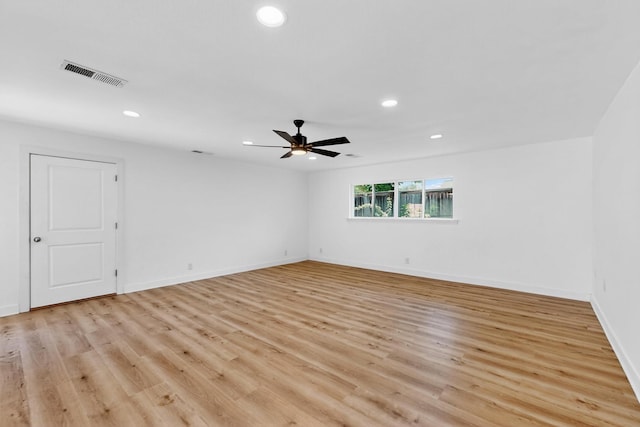 7116 Town Bluff Dr, Dallas, TX 75248 - unfurnished room with recessed lighting, light wood-type flooring, baseboards, and a ceiling fan