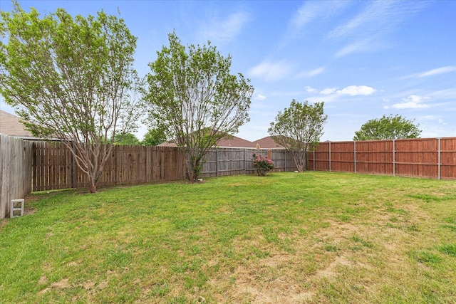 view of yard featuring a fenced backyard