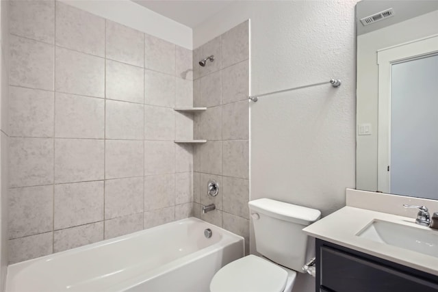 5019 Flanagan Dr, Forney, TX 75126 - bathroom with toilet, vanity, and bathtub / shower combination