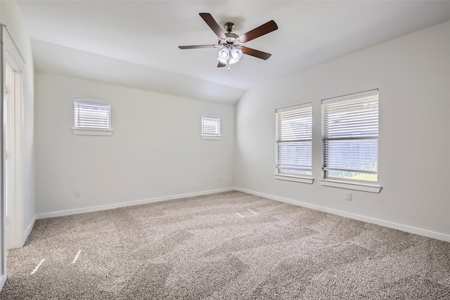 5019 Flanagan Dr, Forney, TX 75126 - carpeted spare room with baseboards, a ceiling fan, and lofted ceiling