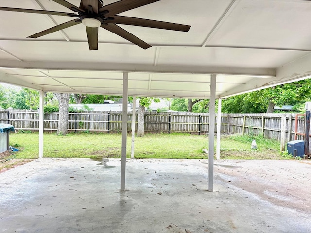 407 W Westhill Dr, Cleburne, TX 76033 - view of patio / terrace featuring ceiling fan and a fenced backyard