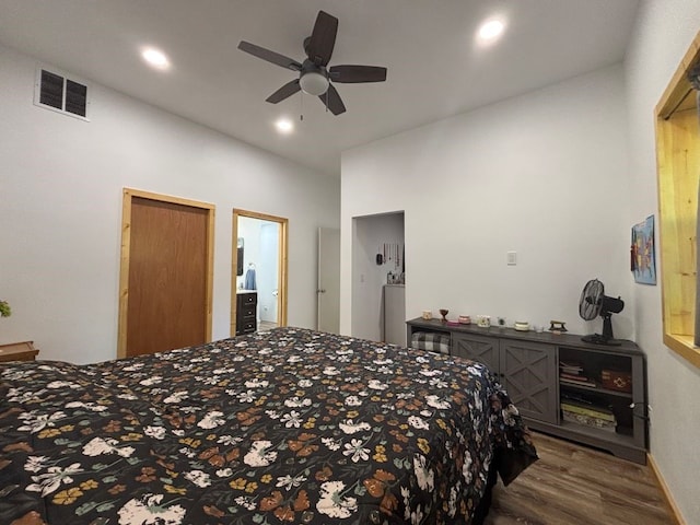 450 Vz County Road 4814, Ben Wheeler, TX 75754 - bedroom with ceiling fan, wood finished floors, visible vents, and recessed lighting