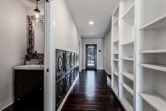 3813 Mattison Ave, Fort Worth, TX 76107 - entrance foyer featuring dark wood-style flooring and recessed lighting