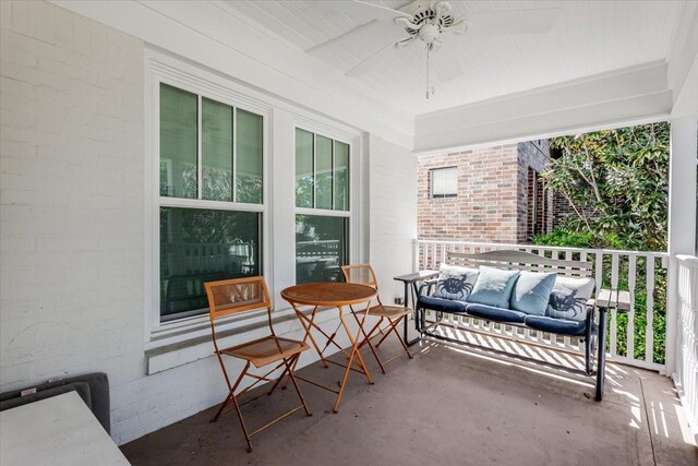 3813 Mattison Ave, Fort Worth, TX 76107 - balcony featuring ceiling fan and an outdoor hangout area