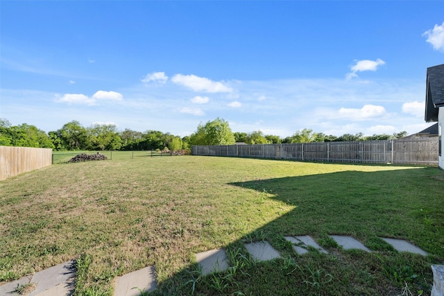 view of yard featuring a fenced backyard