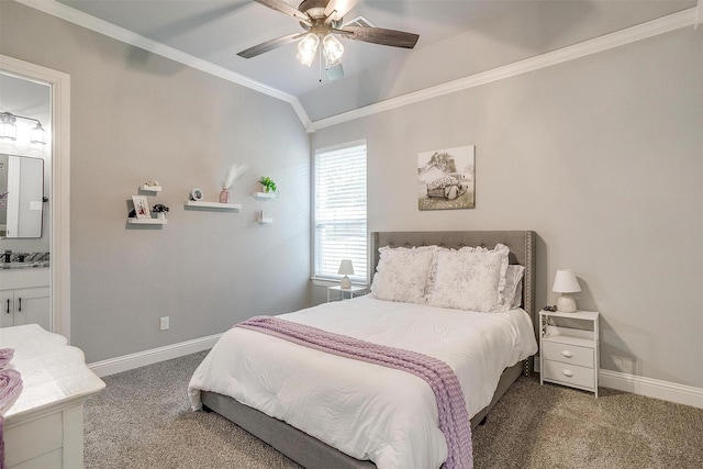 2161 Eagles Ridge Dr, Weatherford, TX 76087 - bedroom featuring lofted ceiling, carpet flooring, crown molding, and baseboards