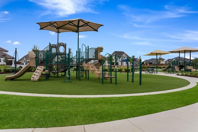 communal playground with a yard
