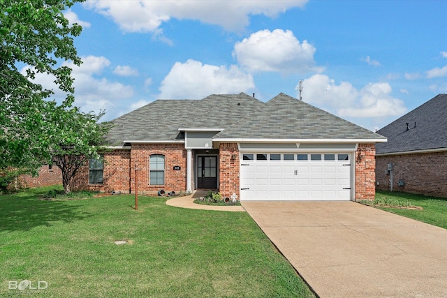 140 Fitzwilliam St, Haughton, LA 71037 - ranch-style home with a garage, brick siding, a front lawn, and concrete driveway