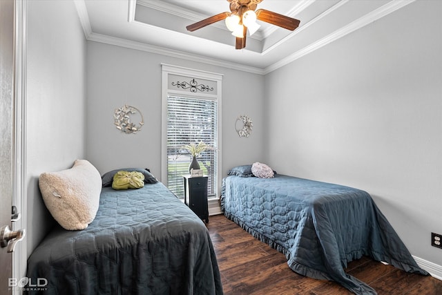 140 Fitzwilliam St, Haughton, LA 71037 - bedroom featuring ornamental molding, wood finished floors, and a tray ceiling