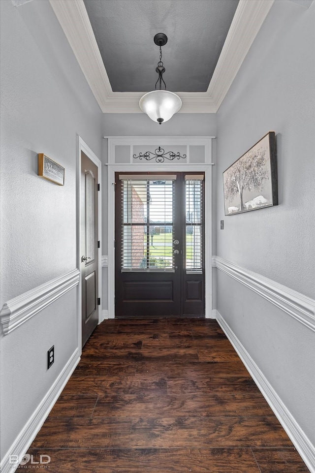 140 Fitzwilliam St, Haughton, LA 71037 - doorway to outside featuring ornamental molding, wood finished floors, and baseboards