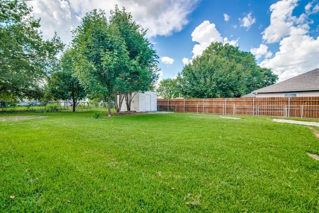 818 N Hughes St, Howe, TX 75459 - view of yard featuring a fenced backyard, an outbuilding, and a storage shed