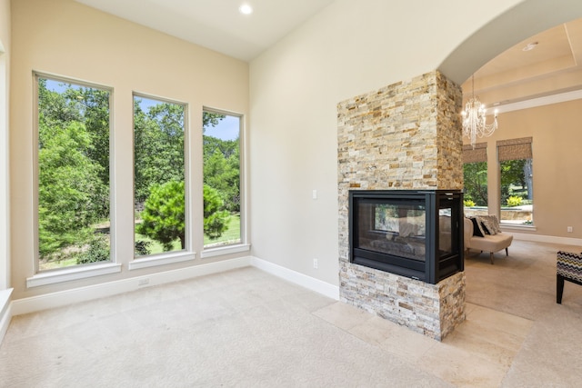4161 San Juan Ave, Prosper, TX 75078 - unfurnished living room featuring carpet floors, baseboards, and plenty of natural light