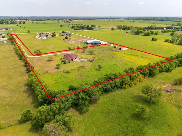 aerial view with a rural view