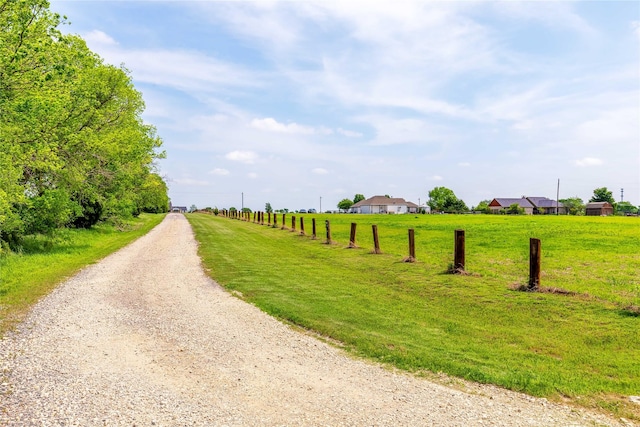 view of street with a rural view
