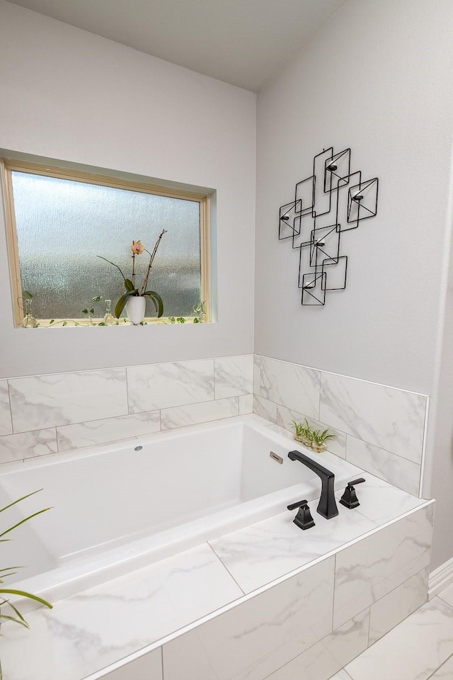 full bathroom featuring a garden tub