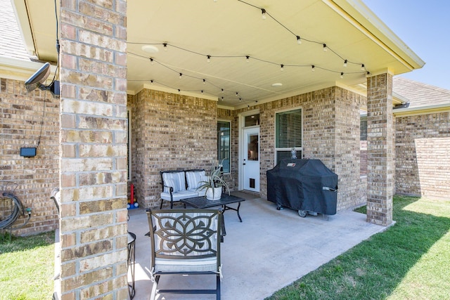 view of patio / terrace featuring a grill